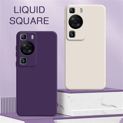 Original Square Liquid Silicone Phone Case For Huawei P Pro Soft