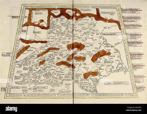 Map of Asia and India from ‘Cosmographia’ by Claudius Ptolemy ...