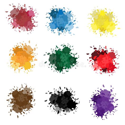 Vector Set Of Ink Splashes Ink Blots Splatter Collection Stock