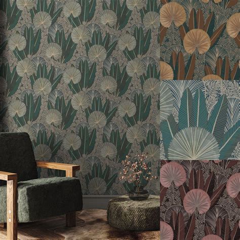 Grandeco Asperia Green Brown Or Purple Floral Botanical Wallpaper Vinyl