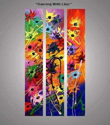 Triptych Flowers Canvas Canvas Painting Landscape Painting Abstract