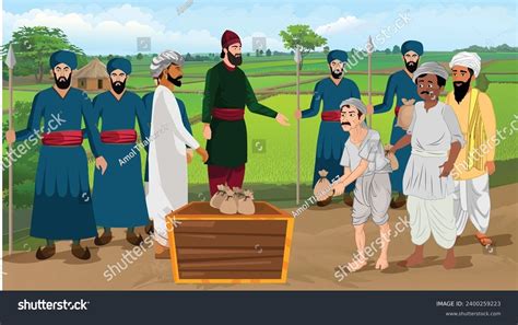 Zamindar Indian Villagers Sarpanch Vector Illustration Stock Vector