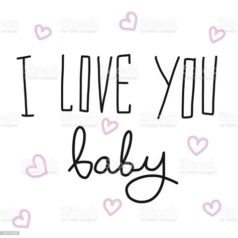 I Love You Baby Word Handwriting And Heart Vector Illustration Stock