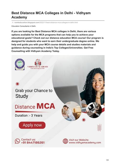 Ppt Best Distance Mca Colleges In Delhi Vidhyam Academy Powerpoint