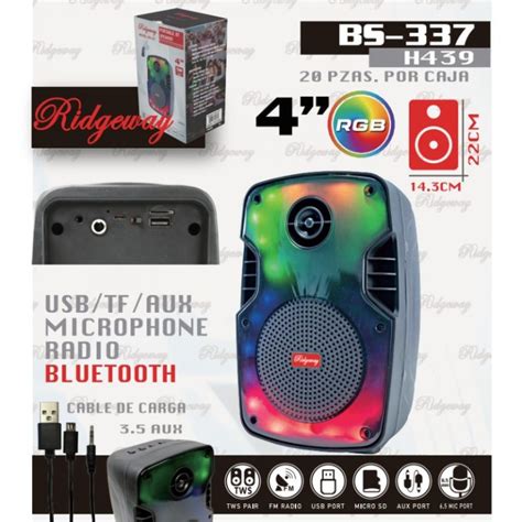 BS 337 H439 BOCINA PORTATIL BLUETOOTH 20 PZAZ POR CAJA Ridgewaymx