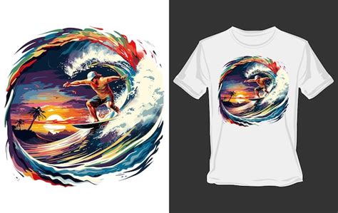 Premium Vector Catch The Wave Cartoon Vector For Surfing Tshirt Design