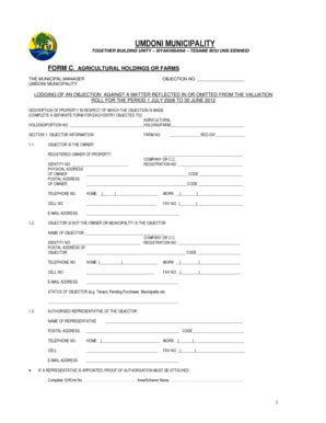 Fillable Online Objection Form C Agricultural Hibiscus Feb 08