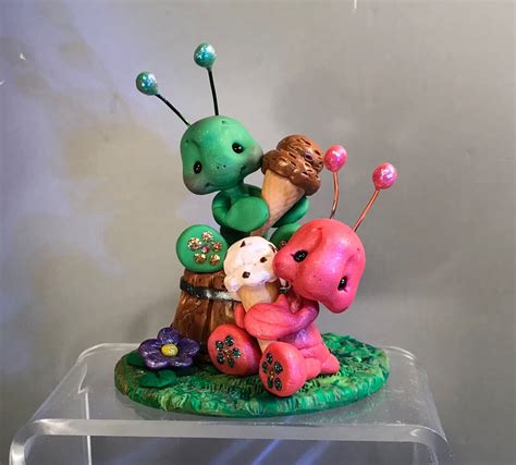 Ants W Ice Cream Cones Polymer Clay Insect Figure Sculpted Bug