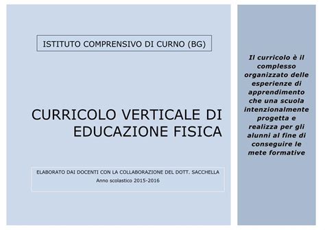 PDF CURRICOLO VERTICALE DI EDUCAZIONE FISICA Iccurno It CURRICOLO