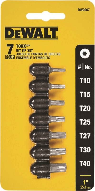 Dewalt Torx Dw2067 Star Bit Set 7 Piece Single Ended Steel