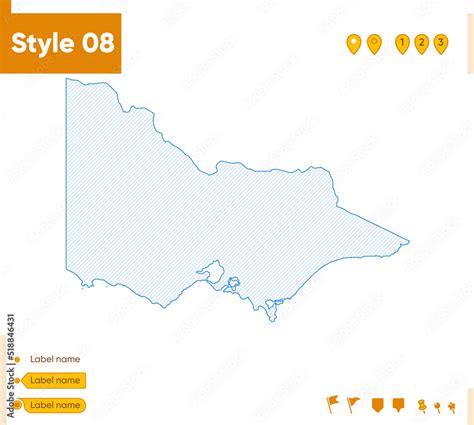 Victoria, Australia - grid map isolated on white background. Outline map. Simple line, vector ...