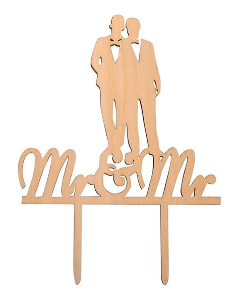 Gay Couple Wedding Cake Topper Mr And Mr Silhouette Party Decoration With T Box Acrylic N6