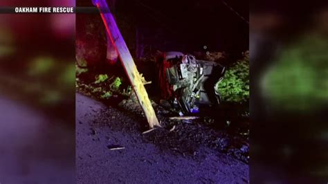 Car Crashes Into Utility Pole In Oakham Boston News Weather Sports