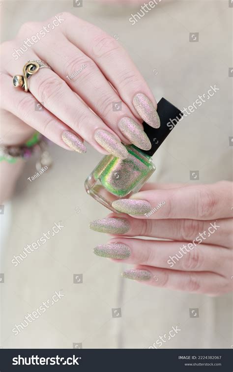 Female Hand Long Nails Nude Beige Stock Photo Shutterstock
