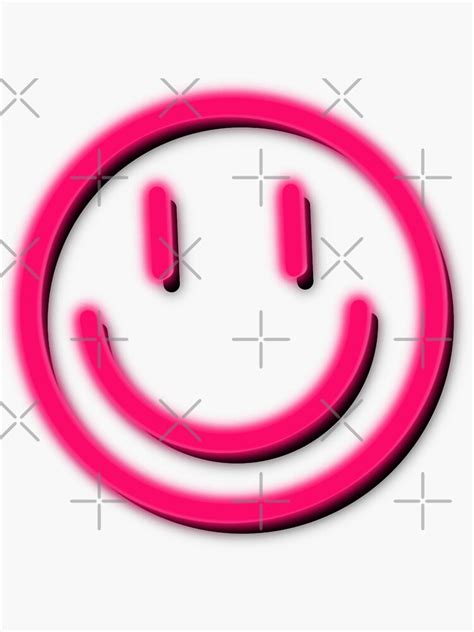 Neon Smiley Face Sticker By Mariaadesigns Redbubble