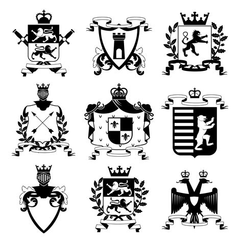 Heraldic Emblems Design Black Icons Collection 476821 Vector Art At