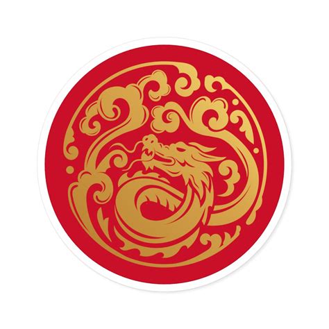 Gold Dragon Chinese New Year Of The Dragon 2024 Vinyl Sticker Lunar