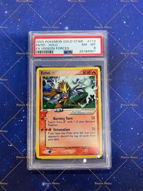 Entei 113 115 Gold Star HOLO Ex Unseen Forces PSA 8