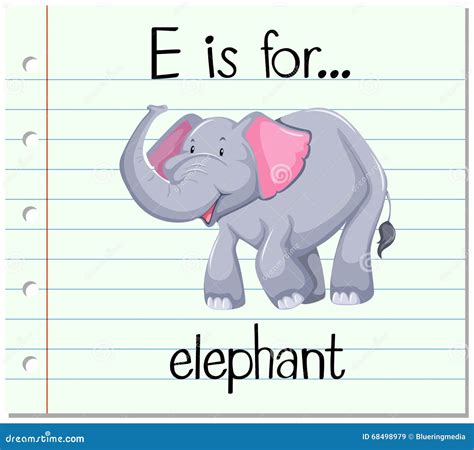 Flashcard Alphabet E Is For Elephant Stock Vector - Image: 68498979