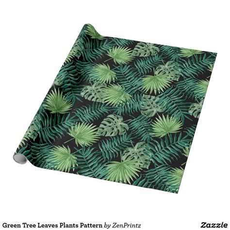 Green Tree Leaves Plants Pattern Wrapping Paper Zazzle Plant