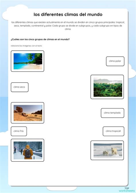 Los Diferentes Climas Del Mundo Ficha Interactiva Topworksheets