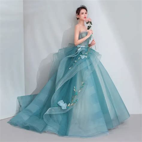 High End Jade Green Prom Dresses Ball Gown Sweetheart Sleeveless