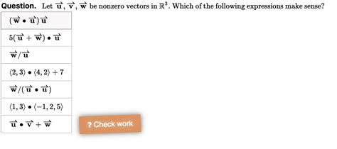 Solved Question Let V W Be Nonzero Vectors In R Which Of The