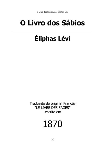 O Livro Dos Sábios Éliphas Lévi Por Livros Místicos Agbook