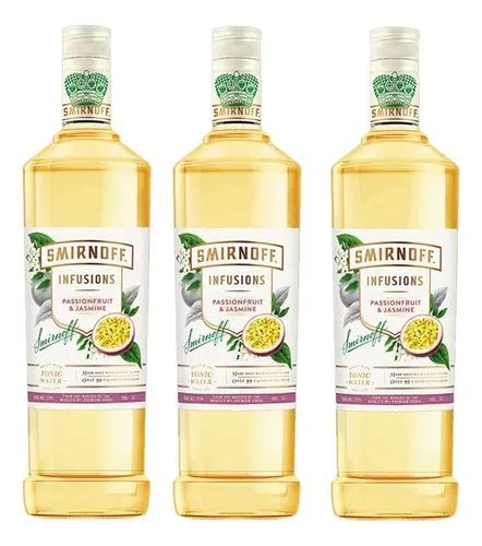 Kit Vodka Smirnoff Maracujá E Jasmim Infusions 998ml 3uni Frete grátis