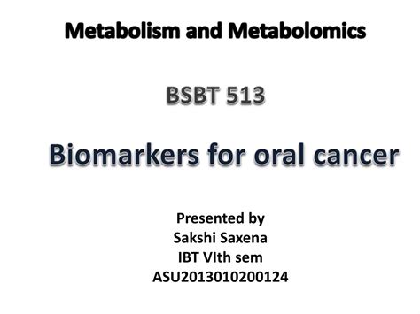 Biomarkers For Oral Cancer Ppt