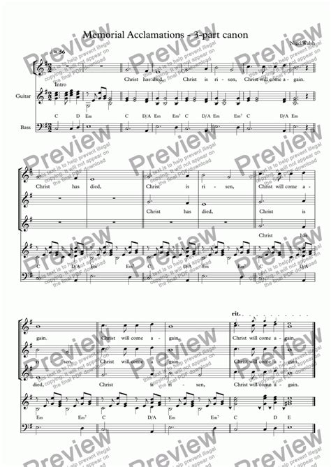 Memorial Acclamations 3 Part Canon Download Sheet Music Pdf File