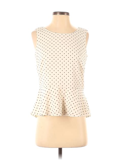 Talbots Polyester Polka Dots Ivory Sleeveless Top Size Petite