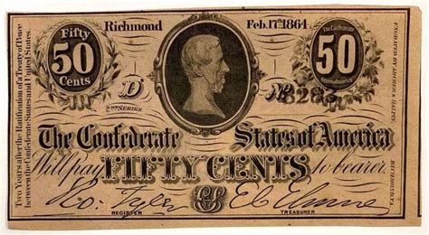 1864 CSA Confederate States Of America Fifty Cents Matthew Bullock