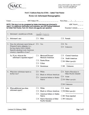 Fillable Online Alz Washington Nacc Uniform Data Set Uds V Form A