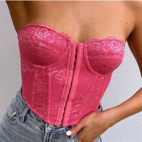 Glassons Pink Lace Corset Size Small Worn Once 20 Depop