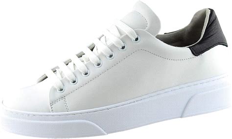 Zapatillas blancas para hombre de auténtica piel con cordones Blanco