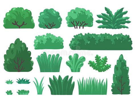 Cartoon Bush And Tree Set Vector Trees And Bushes Stock Vector