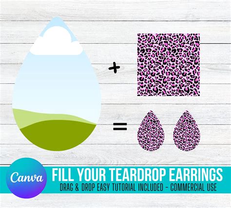 Fill Your Own Teardrop Earrings On CANVA With Commercial Use Etsy