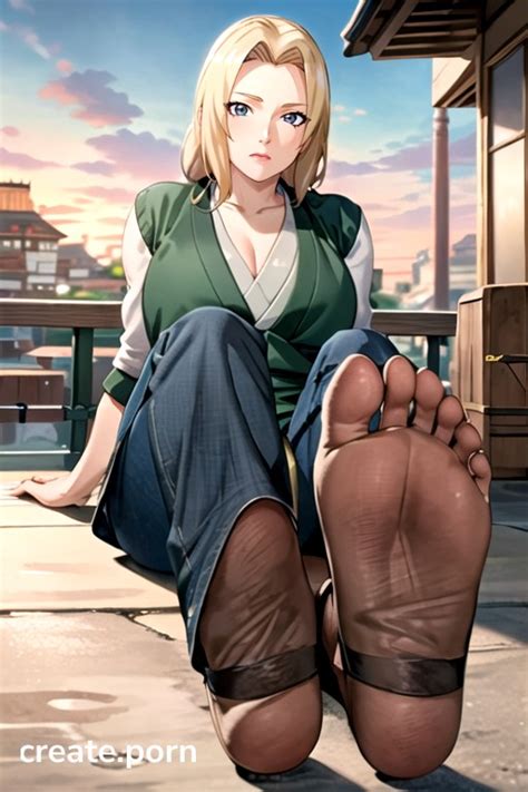 Tsunade Naruto Sitting Down Legs Spread Sitting Presenting Feet