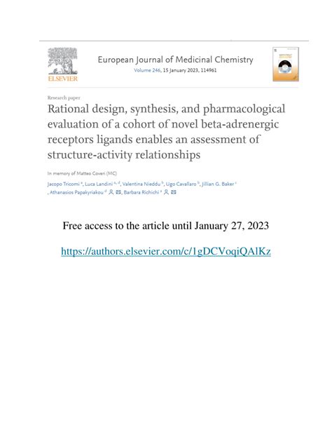 Pdf Rational Design Synthesis And Pharmacological Evaluation Of A