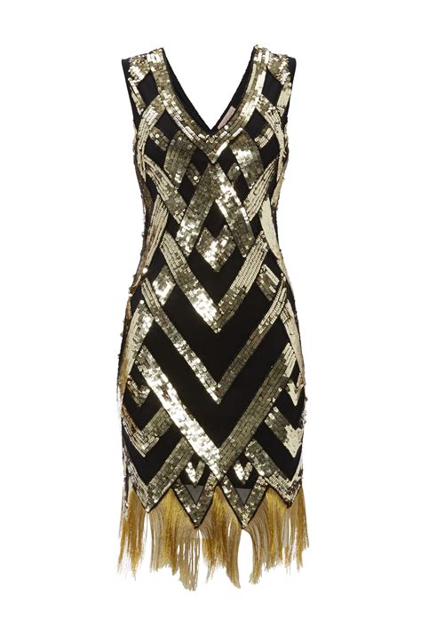 Black Gold Vintage Inspired S Vibe Flapper Great Gatsby Beaded