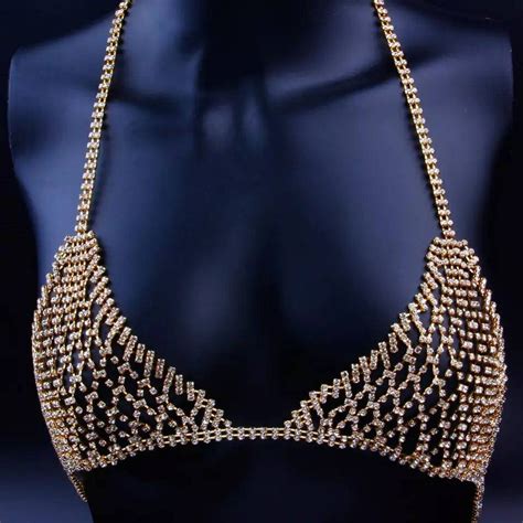 Mesh Rhinestone Body Chain Body Chain Bra Nipples Jewelry Etsy