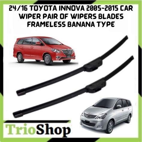 24 16 TOYOTA Innova 2005 2015 Car Wiper Pair Of Wipers Blades Frameless