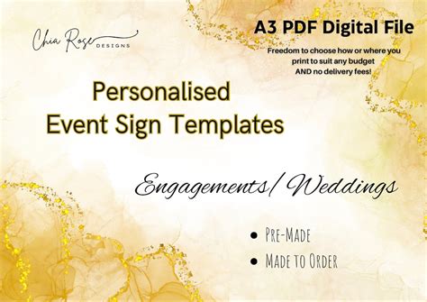 Personalised Event Sign Templates Wedding/engagement A3 PDF - Etsy