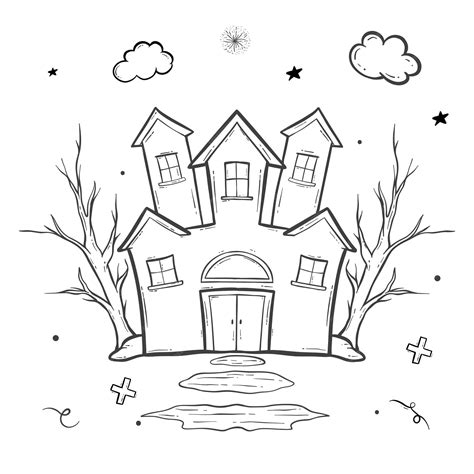 Premium Vector Witch House Halloween Outline