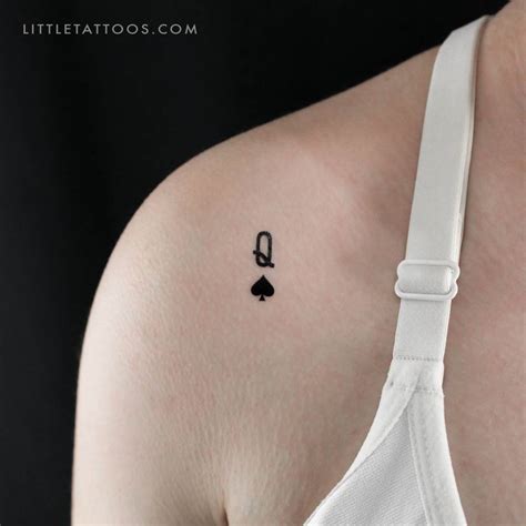 Queen Of Spades Temporary Tattoo Located On The