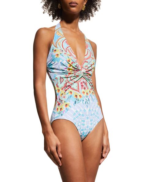 Johnny Was Elena Twist Front One Piece Swimsuit Neiman Marcus