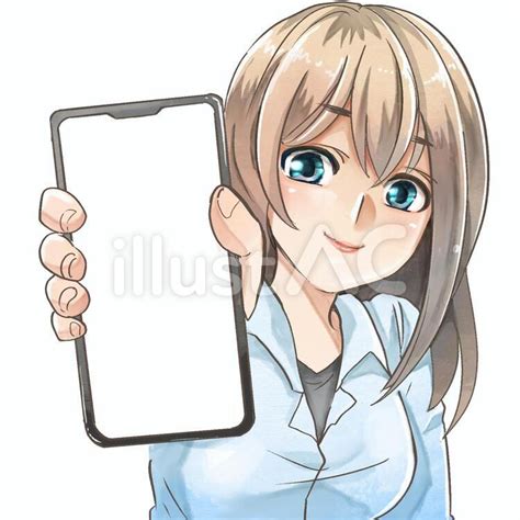 スマホを見せている女性イラスト No 1634524｜無料イラスト・フリー素材なら「イラストac」