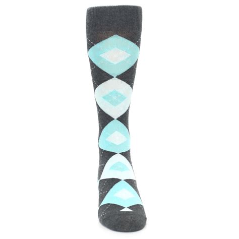 Pool Blue Gray Argyle Mens Dress Socks