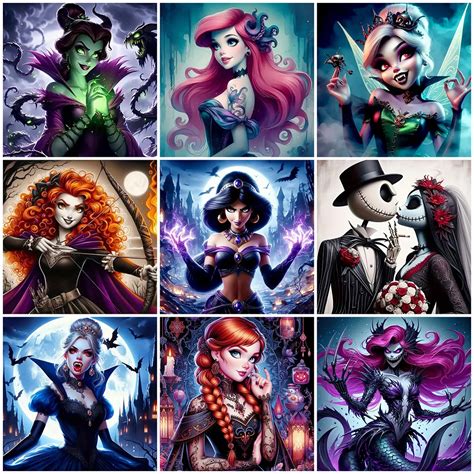 Disney Pintura Diamante Dos Desenhos Animados Horror G Tico Anna